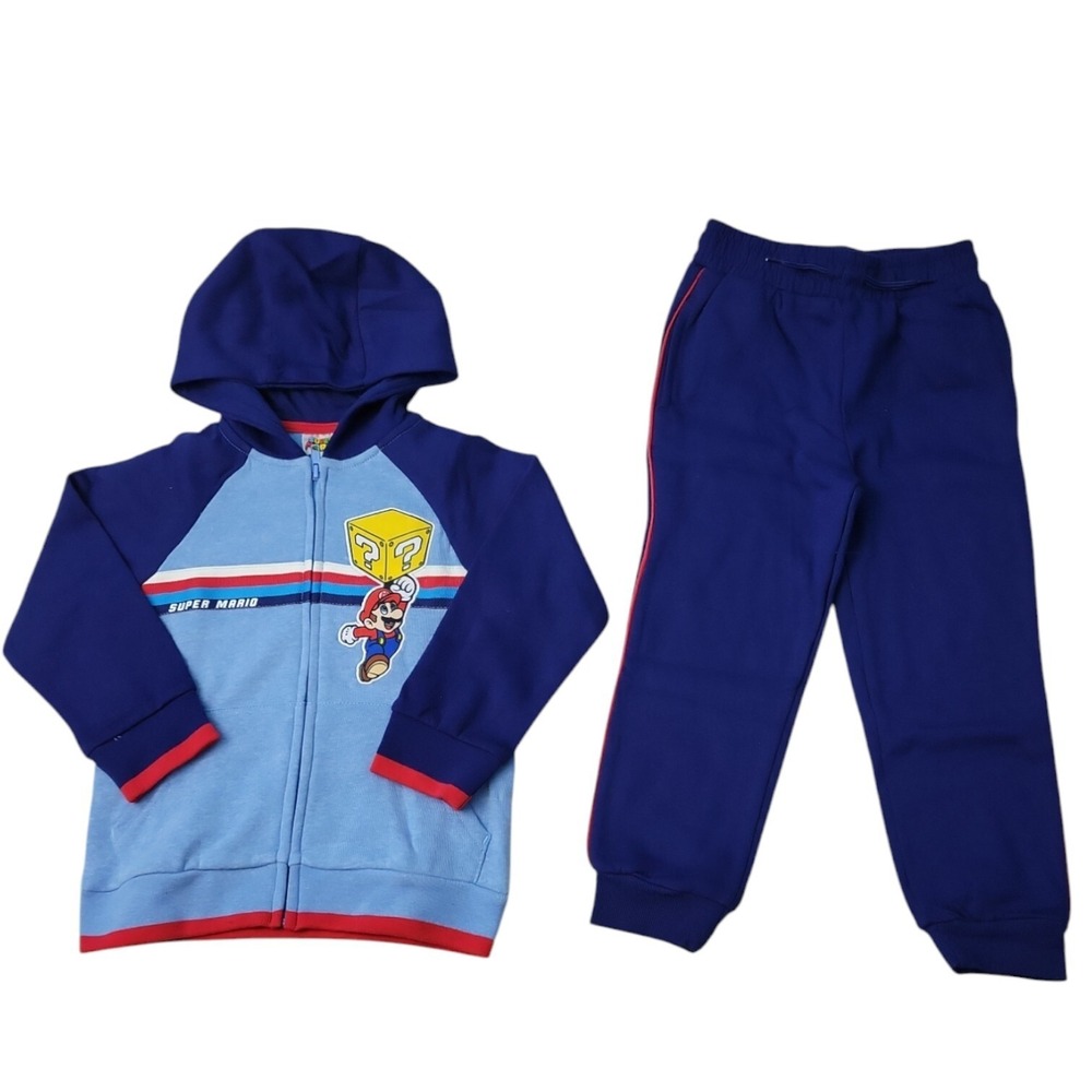 NWT Character Boy's 2-Piece Hoodie & Jogger Fleece Set Blue/Red XS (4/5)